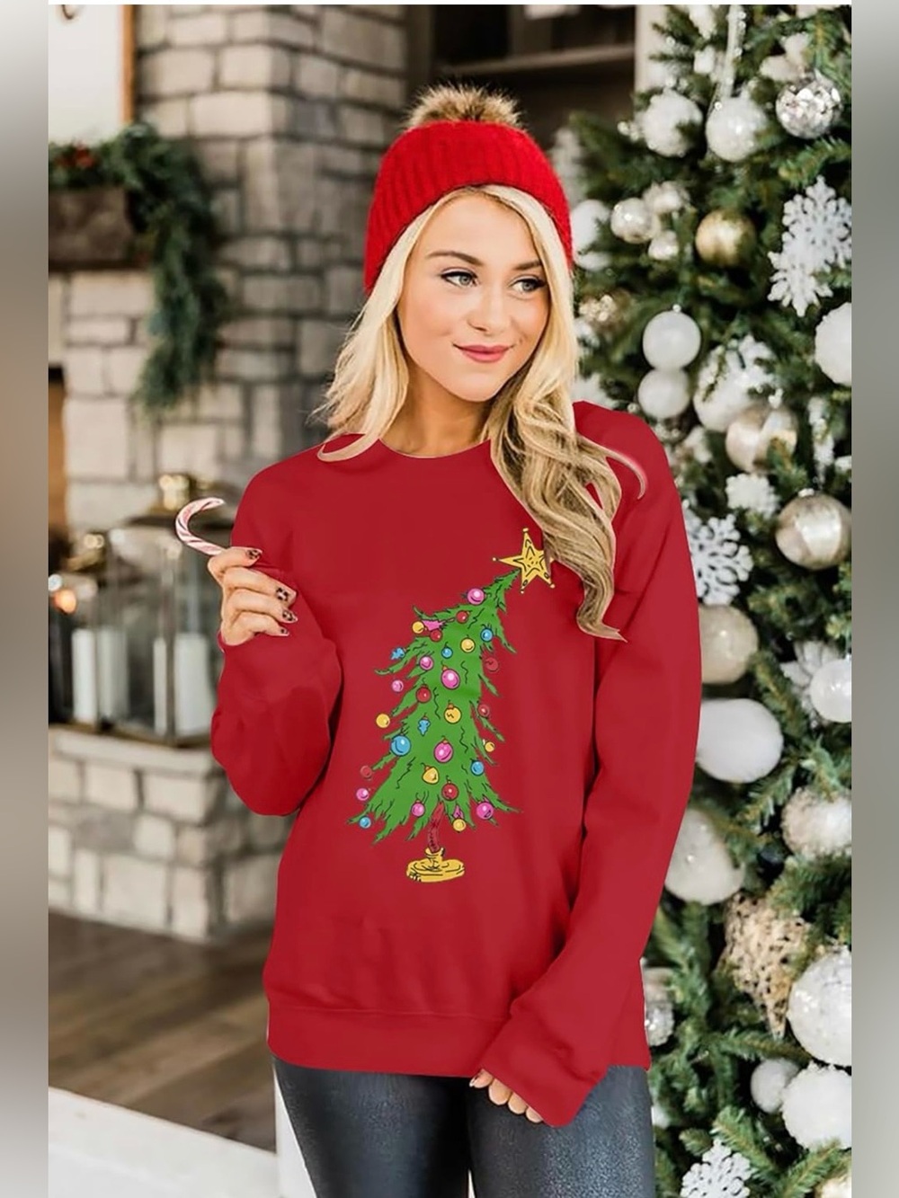 Christmas Sweatshirts for Women Cute Christmas Tree Graphic-SIZE 2XL